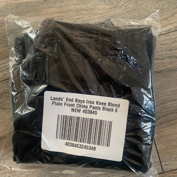 NWT LANDS' END BOYS IRON KNEE BLEND PLAIN FRONT CHINO PANTS BLACK - Picture 13 of 16